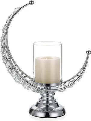 Produktbild von Mondform Kristall Teelicht aus Glas Metall Kerzenhalter Kerzenst?nder Kerzenleuchter fš¹r Home Office Hochzeit Weichnachten Abendessen Tischdekoration fš¹r Stumpenkerze Silber