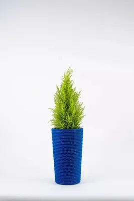 Produktbild von Adoni Baumwoll Blumentopf Blau 22x36 cm - Pflanzkübel mit Einsatz Handgemacht Übertopf Boho Wohnzimmer Zimmerpflanzen Deko Pflanzgefäß Rund Modern