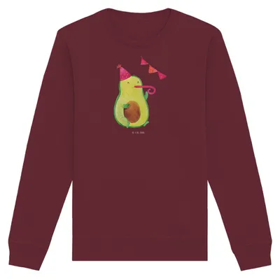 Produktbild von Mr. & Mrs. Panda Baumwoll Pullover Avocado Geburtstag Größe XS - Burgundy - Geschenk, Sweater, Sweatshirt, Frucht, Überraschung, Party, Feier, Pulli