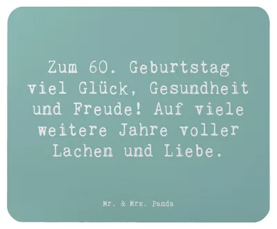 Produktbild von Mr. & Mrs. Panda Mauspad Spruch 60. Geburtstag Glück - Meeresbrise - Geschenk, pc, Weisheit, Mousepad, Happy Birthday, mausteppich, besondere Geschenke, optimistisch