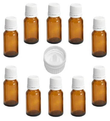 Produktbild von 10ml Apothekerflaschen mit Tropfer, Schrauber, Pipetten, Vereinzler, 10 Stk., Tropferverschluss