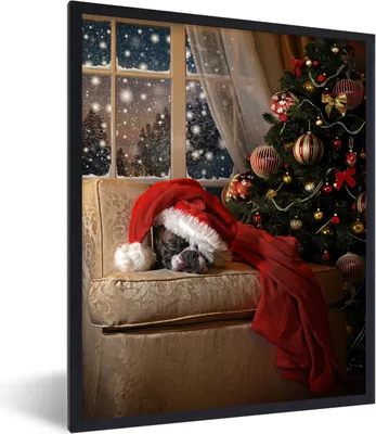 Produktbild von MuchoWow® MuchoWow® Gerahmtes Poster Schnee - Weihnachtsbaum - Weihnachten 30x40 cm - Poster mit zchwarzem Bilderrahmen - Wanddeko - Kunstdrucke