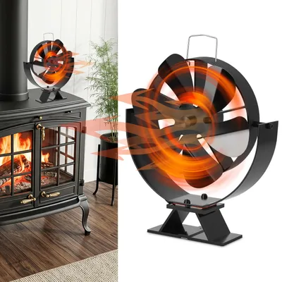 Obrázok produktu pre Krbový ventilátor ISOISL s 6 lopatkami, s nastaviteľným uhlom sklonu, hliník, čierna farba