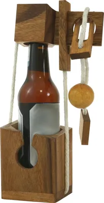 Produktbild von Mini Flaschen-Tresor – Schnurpuzzle & Geschenkverpackung aus Holz extra für kleine Flaschen