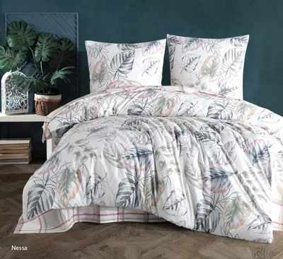 Produktbild von Bettwäsche 240x220 cm. 3 teilig set, weiß, 100% Baumwolle/Renforcé, Nessa