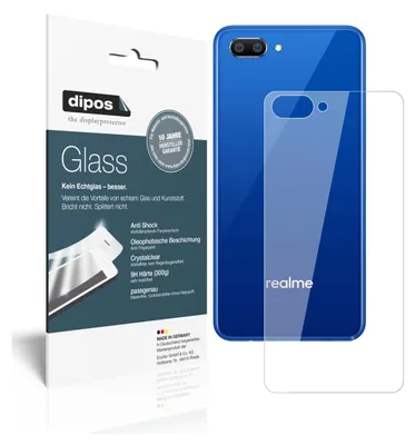 Produktbild von 2x Schutzfolie für Oppo Realme C1 Rückseite - Anti-Shock 9H Folie dipos Glass