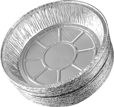 Zdjęcie produktu dla 50 SZTUK 8-calowych jednorazowych płyt z folii aluminiowej Okrągłe patelnie z folii aluminiowej do frytownic powietrznych Pieczenie Gotowanie Przechowywanie Pieczenie