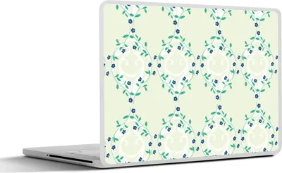 Produktbild von MuchoWow® Laptop Aufkleber Sticker Cover Grün - Blau - Blume - Design 30x21 cm - Sticker für Laptop - Selbstklebend