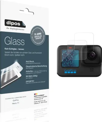 Produktbild von 2x Schutzfolie für GoPro Hero 11 matt - Anti-Shock 9H Folie dipos Glass Kunststoffglas