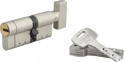 Image de Cylindre de serrure à bouton Federal S, 30Bx42mm, nickel, anti-arrachement, anti-perçage, 5 clés - THIRARD