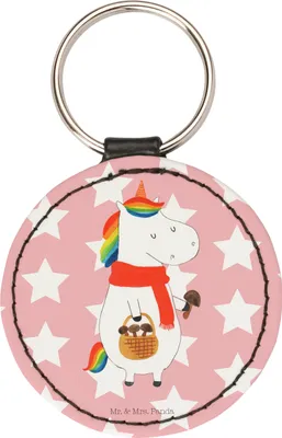 Produktbild von Mr. & Mrs. Panda Anhänger Einhorn Pilz - Rot Pastell - Geschenk, Taschenbaumler, schlüssel, Unicorn, Schlüsselanhänger, Pilze, Spruch, Bunt, Einhörner, Taschenanhänger