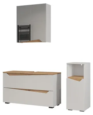 Zdjęcie produktu dla Zestaw mebli łazienkowych Vicco Marelle Biały/Dąb artisan 3-częściowy, Model 65069