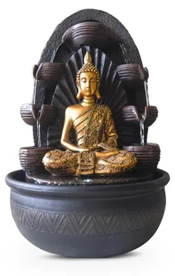 Immagine prodotto di Contenitore decorativo con statua di Buddha e luci a LED, altezza 40 cm