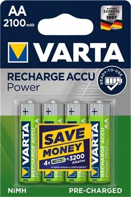 Zdjęcie produktu dla Varta 56706, Bateria do ponownego naładowania, AA, Niklowo-metalowo-wodorkowa (NiMH), 1,2 V, 4 szt., 2100 mAh