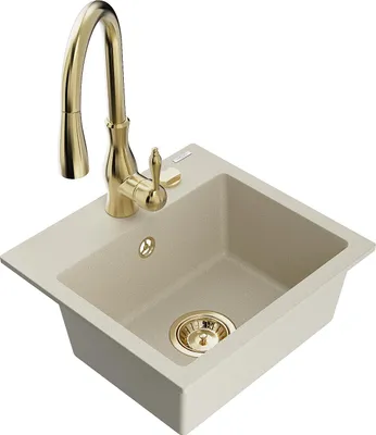 Immagine prodotto di Mexen Milo lavello in granito a 1 vasca con rubinetto da cucina Savita, beige - 6505-69-672601-50