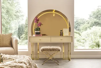 Produktbild von Goldener Holz Schminktisch Designer Schlafzimmer Möbel Kosmetiktisch