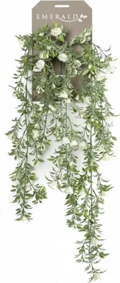 Produktbild von künstliche Rosen zum hängen weiß mit 5 Ranken 75cm Emerald Kunstblumen WA