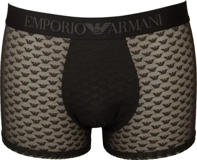 Produktbild von EMPORIO ARMANI Herren-Boxershorts, sichtbarer, elastischer, transparenter Logo-Stoff, Unterwäsche, Artikel 112051 4F527, Trunk, EUR M - CN 170/95 - BR M - MX M, Poliammide 76%,Elasthan 24%