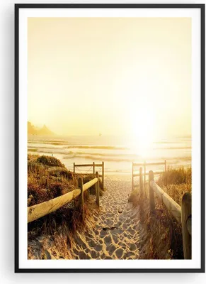 Produktbild von Gerahmtes Poster - Schwarzer Rahmen - Sonnenaufgang Welle Insel Meer - 70x100 cm - Wand Bild - Wanddeko - Wandbilder - Wandposter - Bilderrahmen - Bilder - Kunstdruck - Wandbild - P2BPA70x100-3164