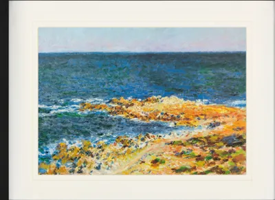 Obrázok produktu pre Claude Monet Zarámovaný obraz s paspartou | Nástenné umenie | V ráme - Stredozemné more v Antibes, 1888 (60 x 80 cm)