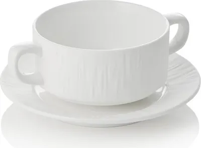 Produktbild von Suppentasse mit Untertasse Set MAYA SHIRO, Ø 10,5 cm, 250 ml, weiß, Set á 4 Stück, Porzellan