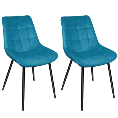 Produktbild von 2er Set Esszimmerstühle Küchenstuhl mit Samtbezug Blau