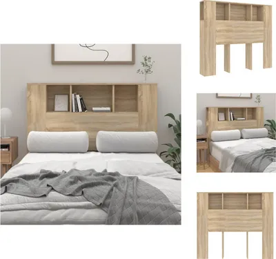 Immagine prodotto di vidaXL Testata con ripiani in rovere Sonoma 120x18,5x104,5 cm - Testate e piedi