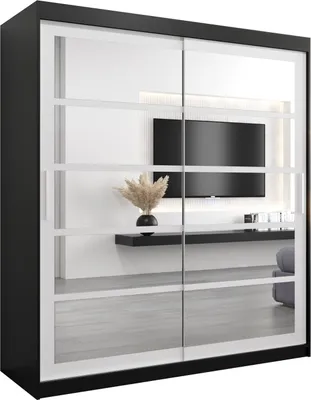 Produktbild von Kleiderschrank, Schiebetürenschrank Schlafzimmer, Schrank mit Spiegel ROMA 2 180 cm