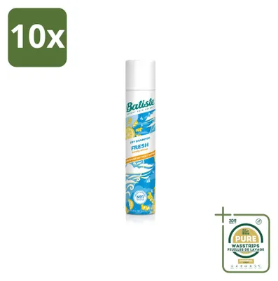 Imagen del producto de 10 unidades de champú seco Batiste Fresh, 200 ml cada uno, pack ahorro