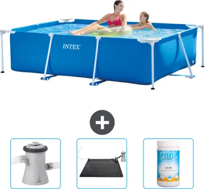 Immagine prodotto di Piscina Intex con struttura rettangolare - 220 x 150 x 60 cm - Blu - In dotazione Pompa filtro per piscina - Tappeto solare - Cloro
