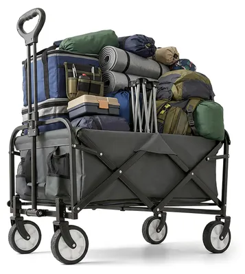 Immagine prodotto di Carrello pieghevole Relaxdays, 100 kg, manico telescopico, tessuto Oxford, carrello da trasporto per la spesa, il campeggio e la spiaggia, grigio