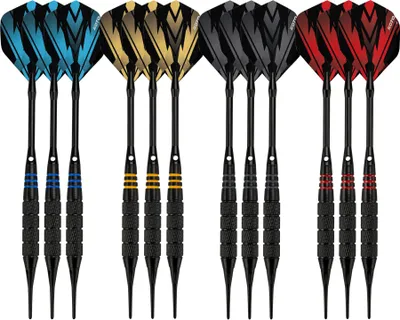 Produktbild von KOTO - Messing Multi Set Inkl. 4 Sätze Schwarze Messing Softdarts (16 G.), 4 Sätze Flights (100 Micron), Aluminiumschäfte & Dartkoffer