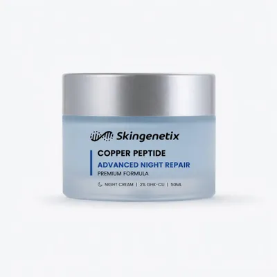 Obrázek produktu pro Skingenetix Noční Krém Měděný Peptid 2% GHK-Cu - Výživný Krém na Tvář s Ceramidy - 50 ml