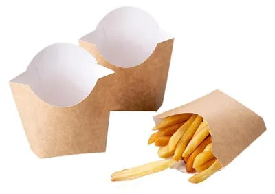 Image de Omgoods - Coffret de 60 récipients jetables pour frites, capacité de 150 ml, couleur marron