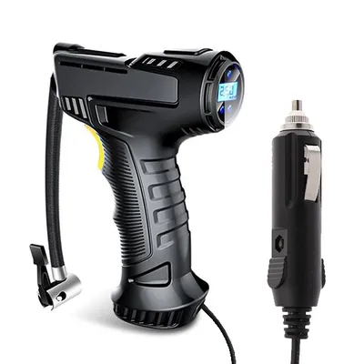 Obrázok produktu pre Kompresor na pneumatiky 12V s digitálnym displejom a vstavanou LED lampou prenosný čierny