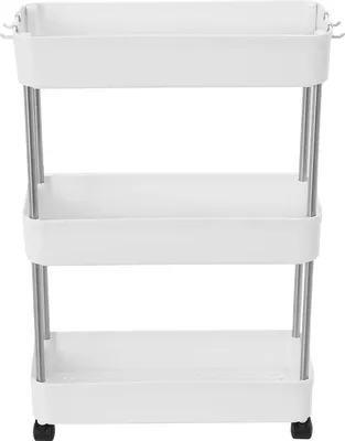 Immagine prodotto di Carrello portaoggetti, design su ruote, organizzazione a 3 livelli, BIANCO