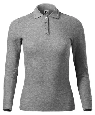 Image de Malfini - Polo pour femmes, piqué, manches longues PP9979 (M) (gris)