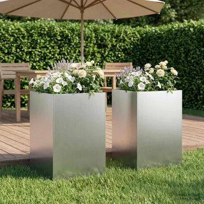 Produktbild von Maison Exclusive - Garten-Pflanzgefäß 2 stk. Silber 40 x 40 x 75 cm