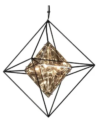 Produktbild von Casa Padrino Luxus LED Hängeleuchte Schwarz 45,7 x 45,7 x H. 64,1 cm - Designer Lampe mit handgefertigtem Schmiedeeisen Rahmen