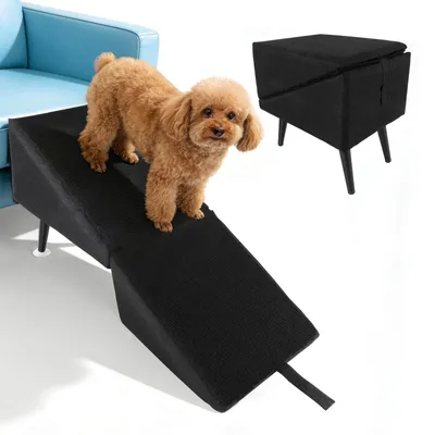 Produktbild von Klappbare Hundetreppe - Antirutsch-Hundehilfe - Weiche Treppe für kleine Hunde - 74,5 x 27,5 x 34 cm