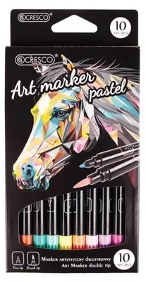 Zdjęcie produktu dla Marker artystyczny dwustronny 10 kolorów Pastel - Cresco