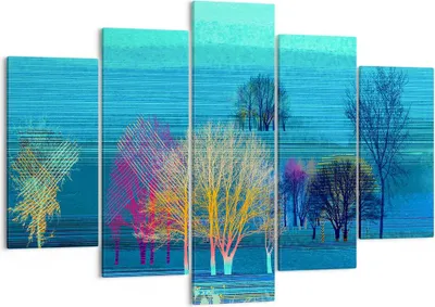 Produktbild von Bild auf Leinwand - Leinwandbild - Bäume Wiese Sommer - 150x100cm - Wand Bild - Wanddeko - Leinwanddruck - Bilder - Kunstdruck - Wanddekoration - Leinwand bilder - Wandkunst - EA150x100-4100