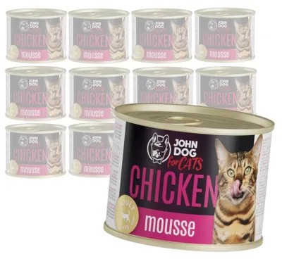 Zdjęcie produktu dla John Dog for Cats Mus z Kurczakiem 12x200g Bezzbożowa Mokra Karma Dla Kota