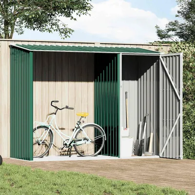 Immagine prodotto di vidaXL Magazzino per legna da ardere da giardino verde 245x98x159 cm Acciaio zincato