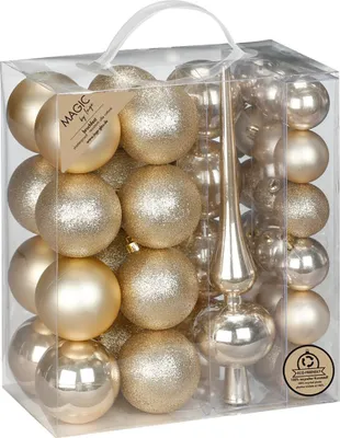 Produktbild von Inge‘s Christmas Decor 81241 G045, Weihnachtsschmuck-Set, Kunststoff, Gold, 39 Stück(e), Box, 6 cm