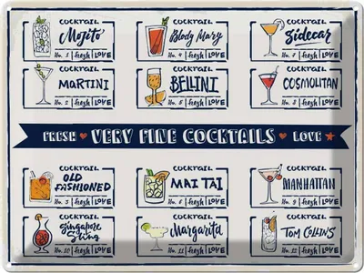 Produktbild von vianmo Blechschild 30x40 cm Fresh Cocktails Mojito Maragrita Essen Trinken