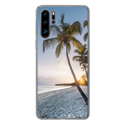 Produktbild von MuchoWow® Handyhülle Schutzhülle Hülle für Huawei P30 Pro Strand - Sonnenuntergang - Palme Silikon Softcase Handy Hülle - Schutzdeckel