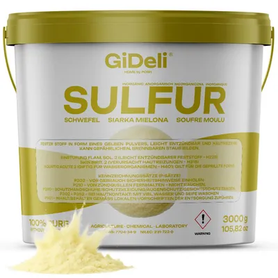 Produktbild von Schwefelpulver 3kg 99,9% Fein Anorganisch Bodenpflege Pflanzen Kosmetik GiDeli