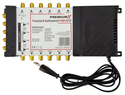 Produktbild von PremiumX PXMS 9/12 Multischalter mit Netzteil Multiswitch 2 SAT für 12 Teilnehmer