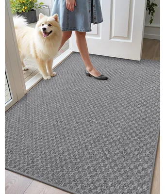 Obrázok produktu pre Podlahová rohož do interiéru, 80x120 cm, sivá, sieťovaná, polyesterová, umývateľná, protišmyková